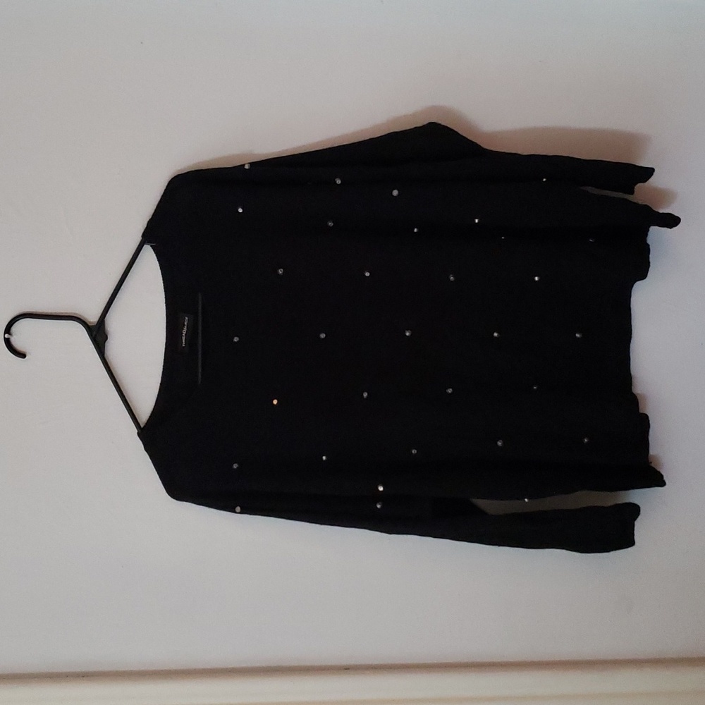 threadsence | Black Oversized Bat-wing Studded Sweater | Women's M